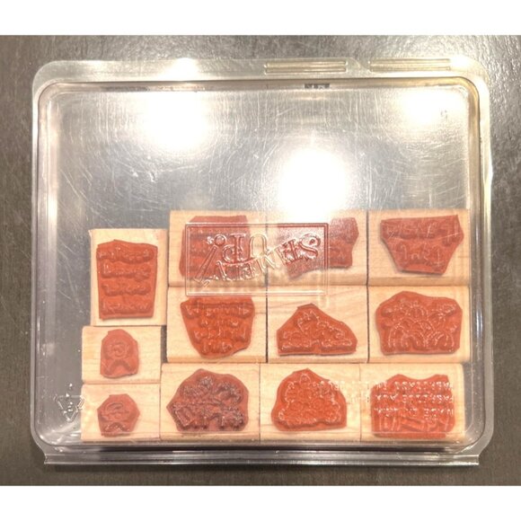 2005 Stampin Up! Loads Of Love Accessories Wood-Mounted Rubber Stamp Set - Picture 4 of 5